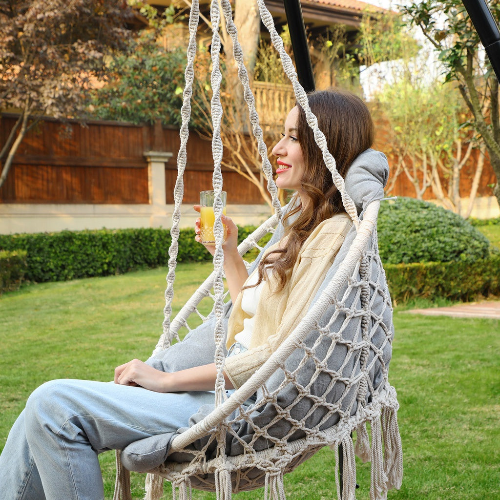 Hammock Hanging Chair with Cushion - Grey