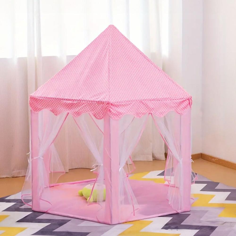 Kids Hexagonal Tent (Pink with LED Lights)