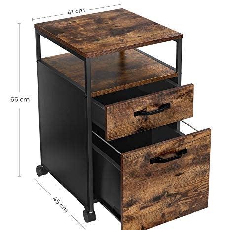 2 Drawer File Cabinet with Open Compartments and Wheels