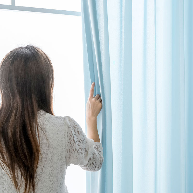 Set of 2 Natural Linen Blended Curtains - Dark Blue