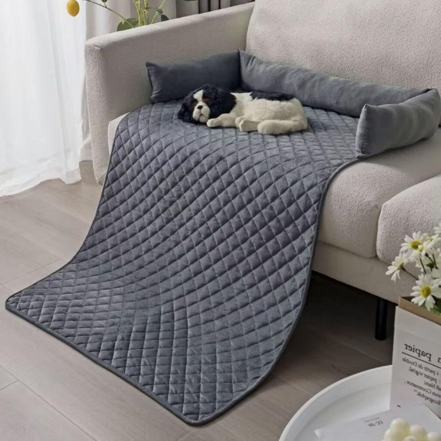 Pet Sofa Cover with Bolster L Size (Grey)