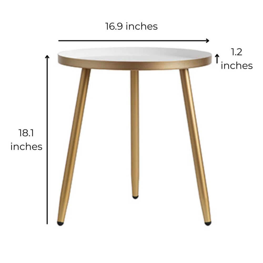 3-Legged Round Side Table (White & Gold)