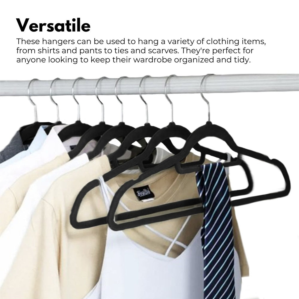 Non-Slip Velvet Suit Hangers (Black) - Pack of 30