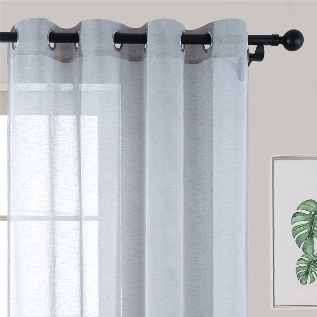 Set of 2 Natural Linen Blended Curtains - Light Grey