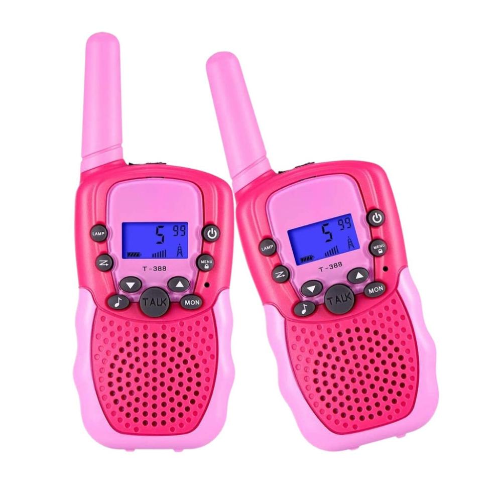 2 Pack Walkie Talkies LCD Screen with 40 Channels (Pink)