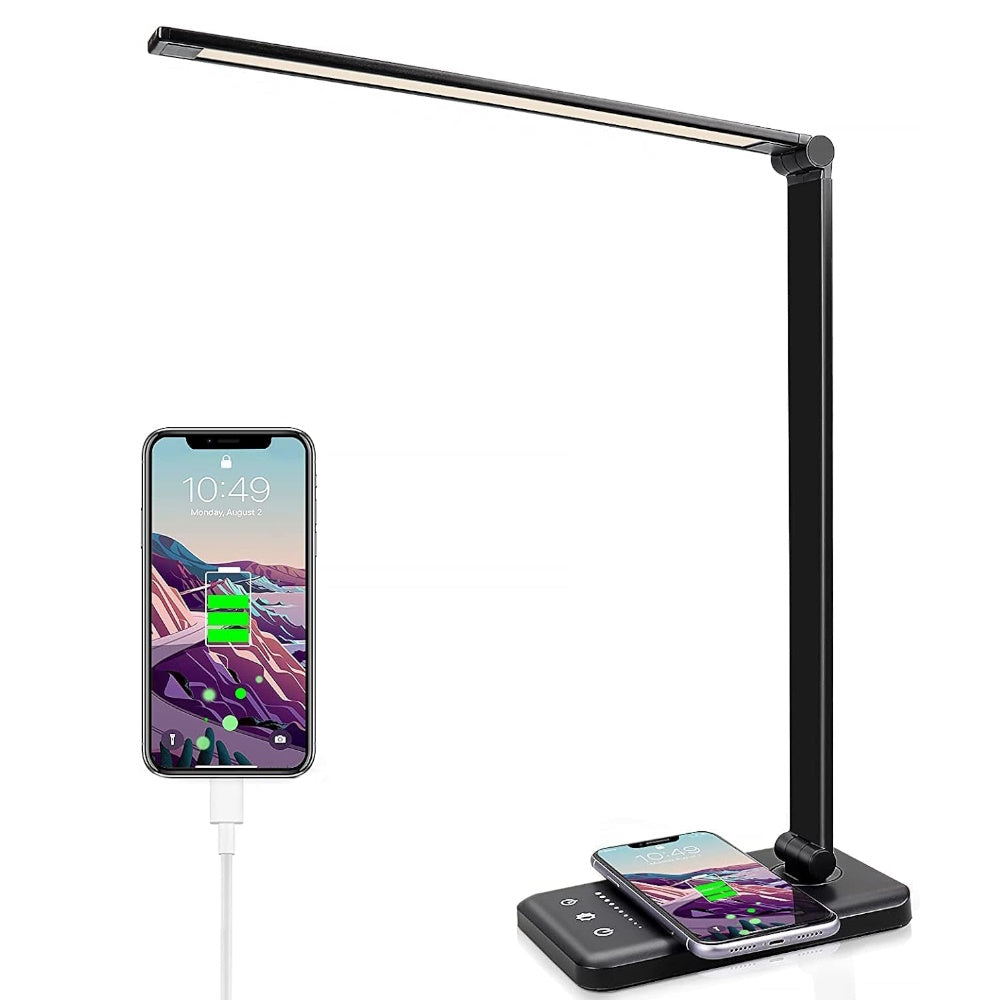 LED Desk Lamp with Wireless Charger & USB Charging Port