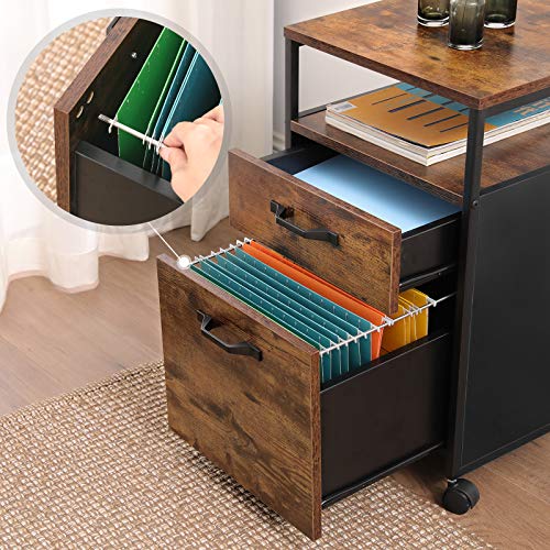 2 Drawer File Cabinet with Open Compartments and Wheels