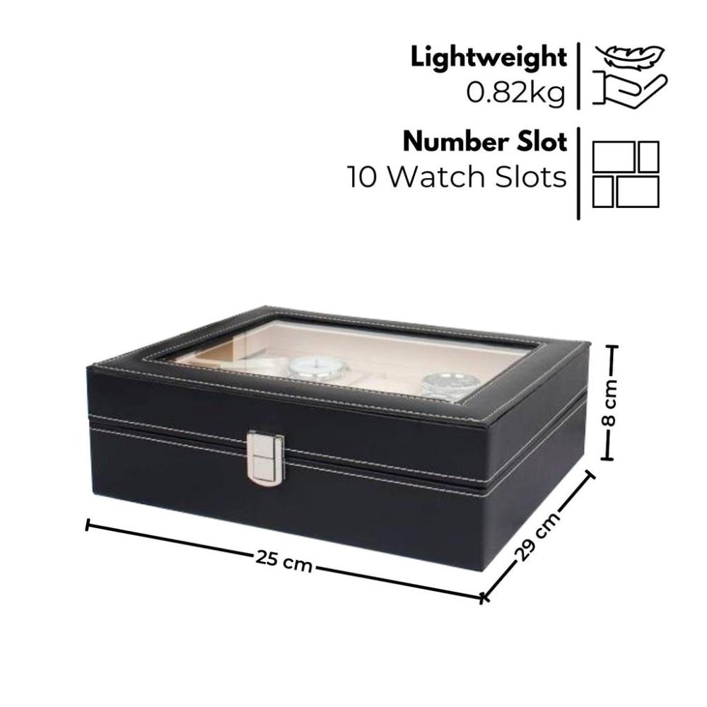 10 Slot Watch Holder Box PU Leather Display Storage Case