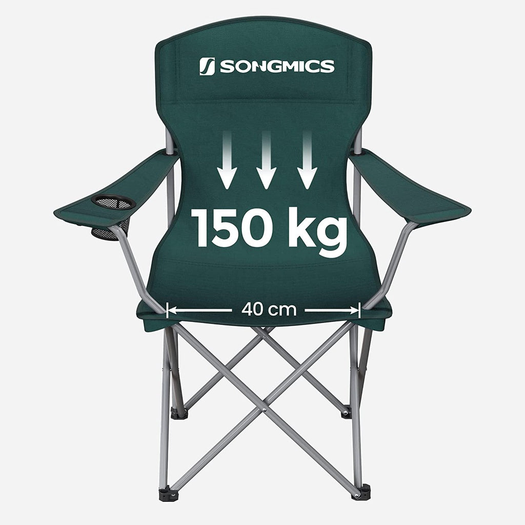 Set of 2 Folding Camping Outdoor Chairs - Dark Green