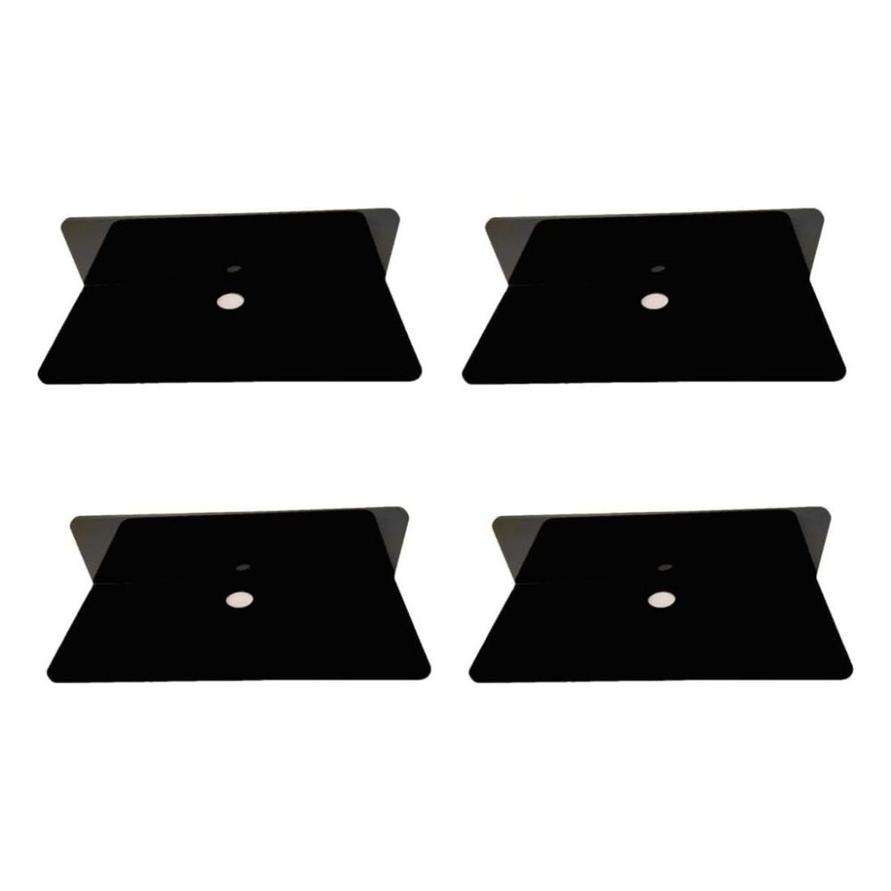 Acrylic Floating Wall Shelf Set of 4 with Cable Clips (Black)