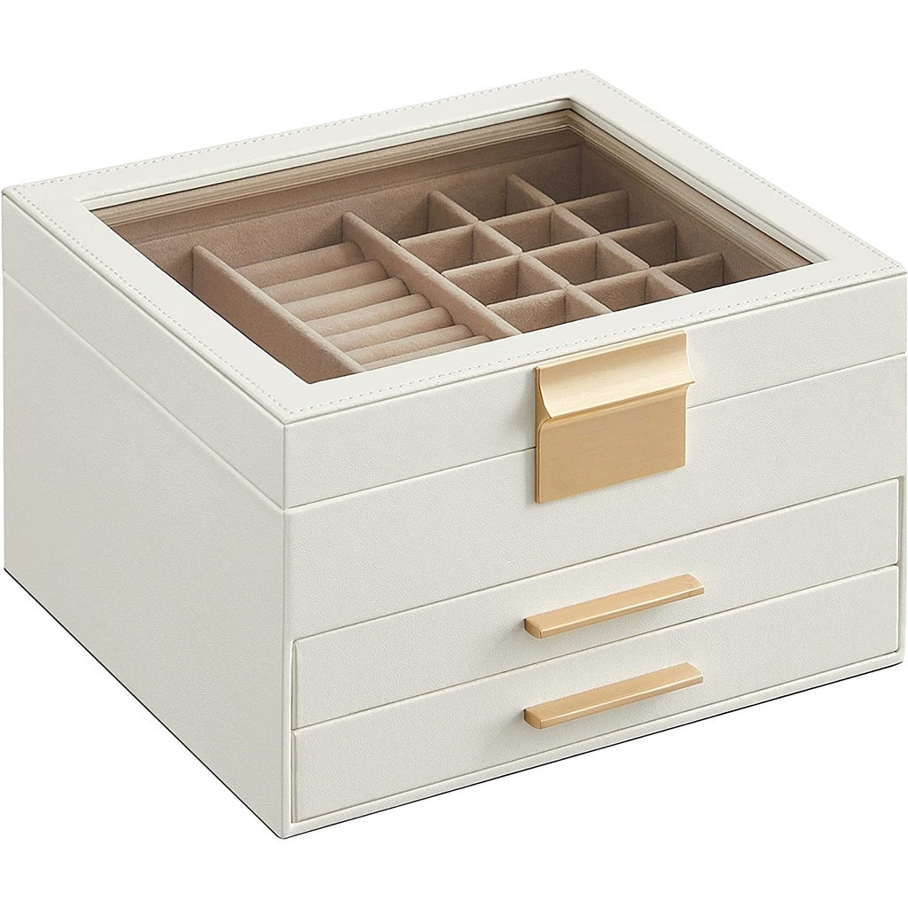 Jewelry Box 3-Layer with 2 Drawers - Cloud White