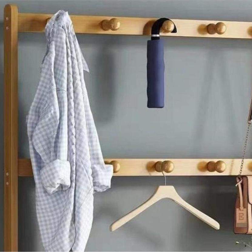 Bamboo Clothes Rack and Shoe Rack Shelves 80cm - Natural