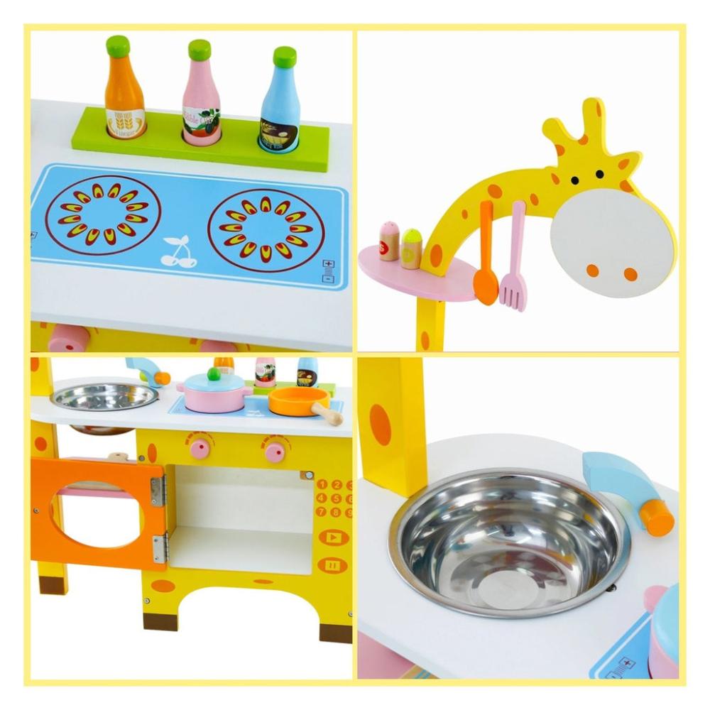 Wooden Kitchen Playset for Kids (Giraffe Shape Kitchen Set)