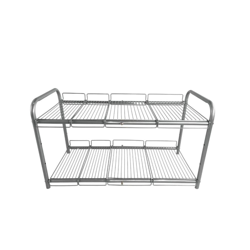 2 Tier Under Sink Expandable Shelf Organizer (Silver)