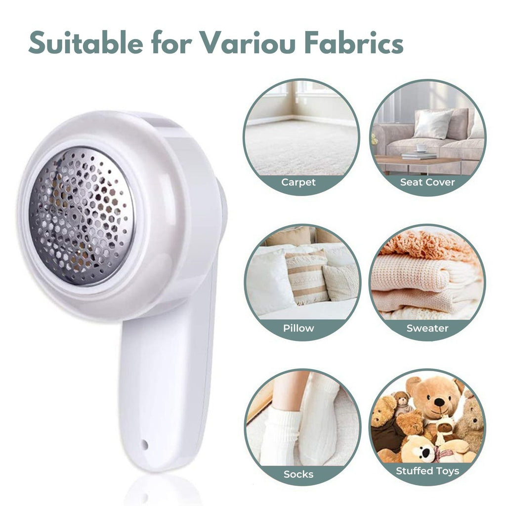 USB Rechargeable Fabric Shaver with 6 Blades Stainless Steel - White