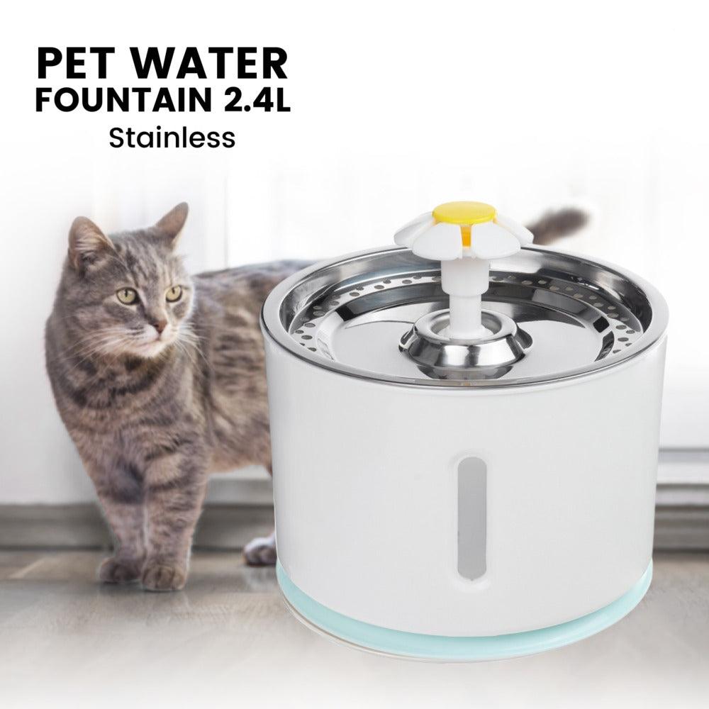 Stainless Steel Top Pet Water Fountain Drinking Dispenser And Filter - Blue