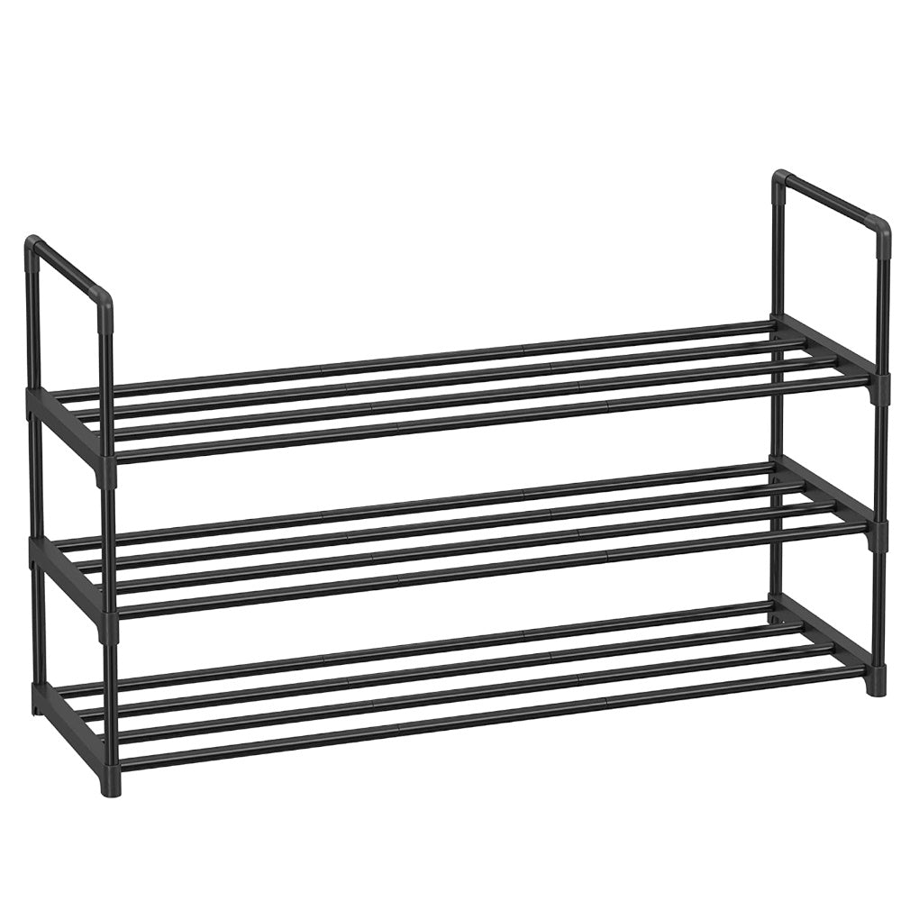 3-Shelf Metal Shoe Rack Entryway - Black