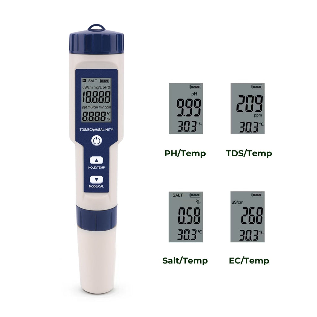 5 in 1 Digital Water Quality TDS Salinity pH Tester