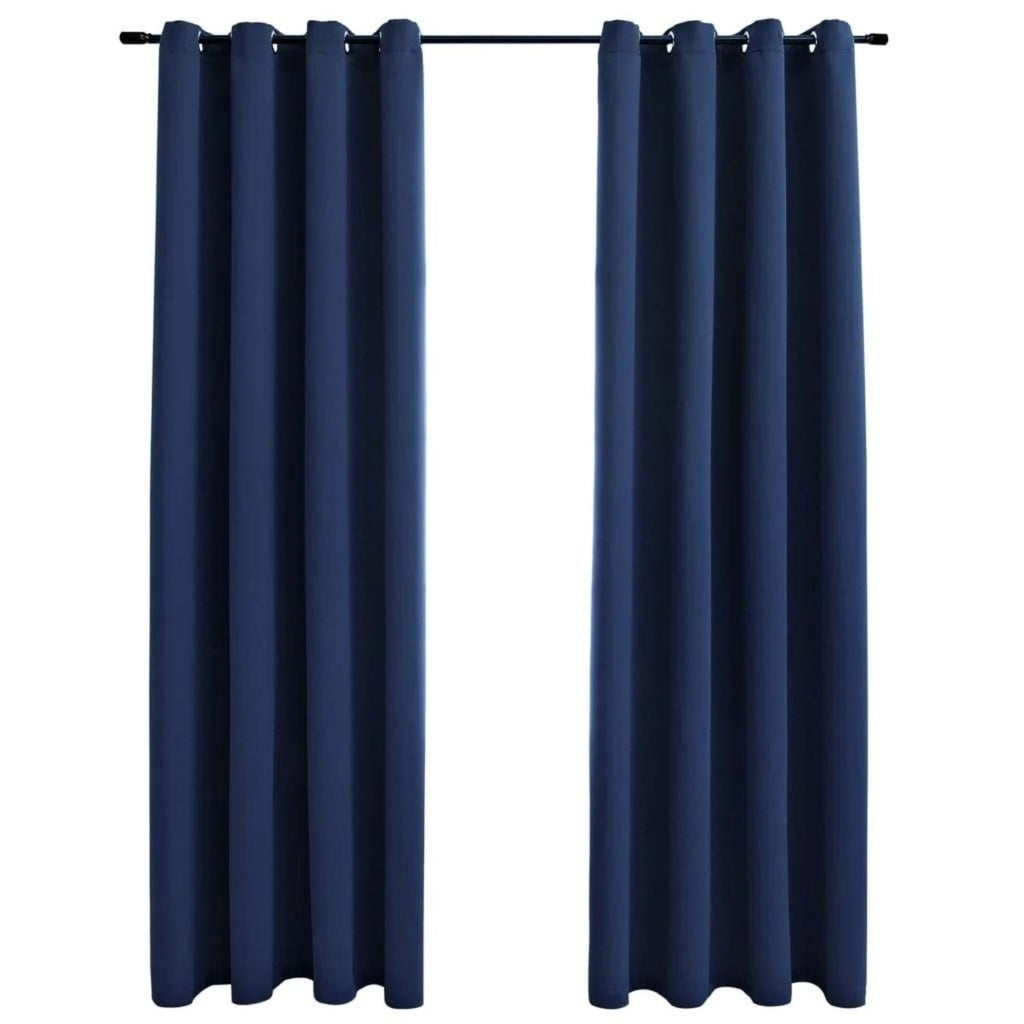 Set of 2 Thermal Insulated Blackout Window Curtains W132cm x D213cm - Dark Blue