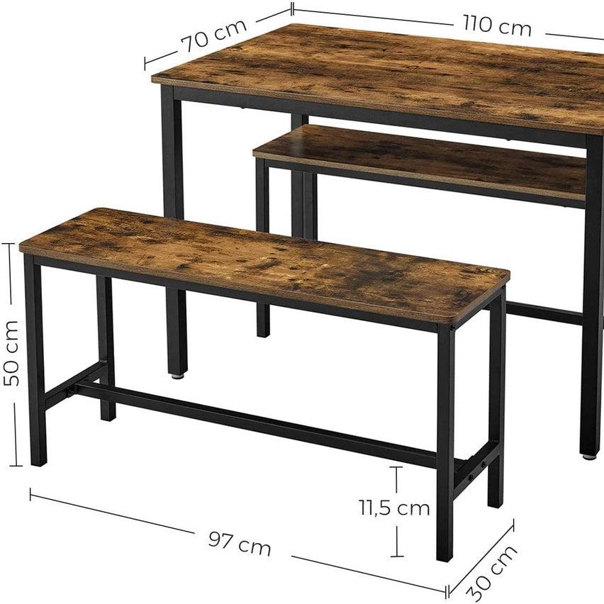 Dining Table Set with 2 Benches