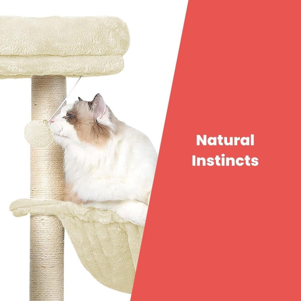 Plush Cat Condo Cat Tree Beige - 155cms