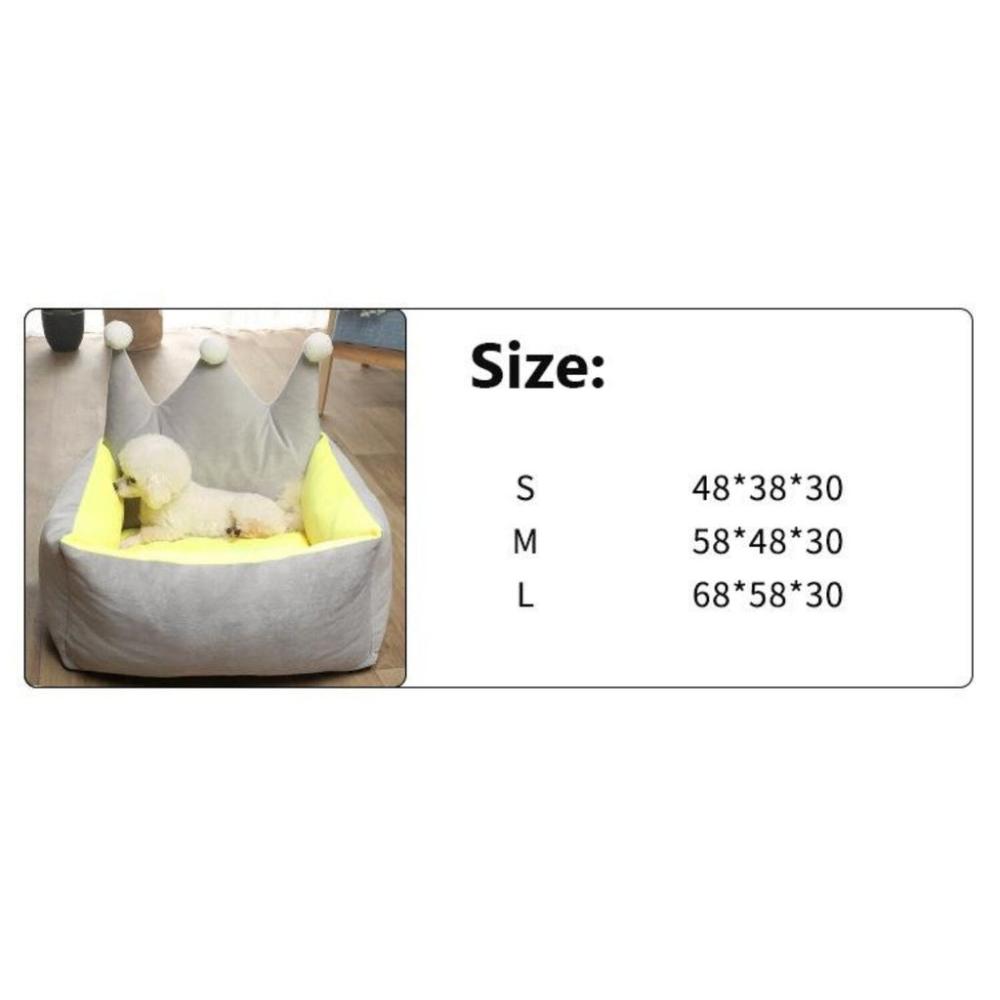 Pet Bed Crown Shape (Medium - Grey & Yellow)