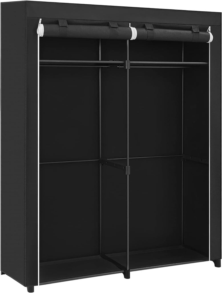 Clothes Storage Wardrobe with 2 Clothes Rails - Black