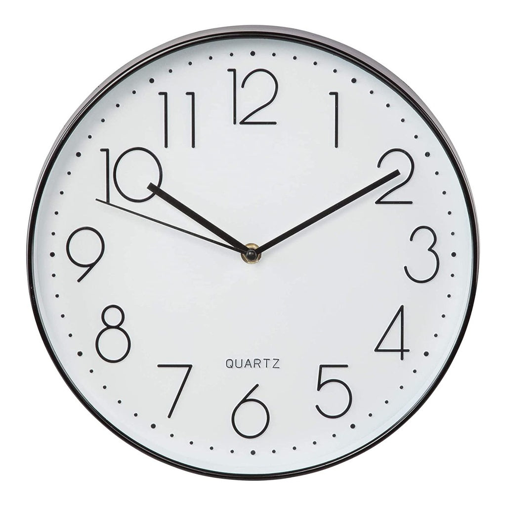 Non-Ticking Silent Wall Clocks (Black) - 12 Inch