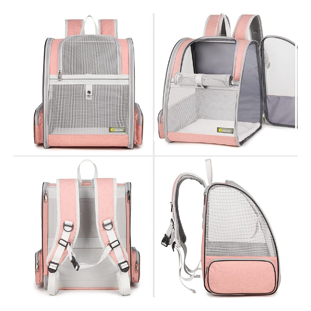 Comfortable Travel Pet Backpack - (Pink)