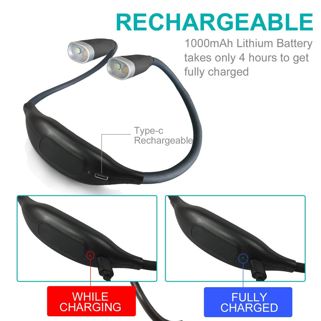 3 Color Adjustable LED Neck Reading Light - Grey