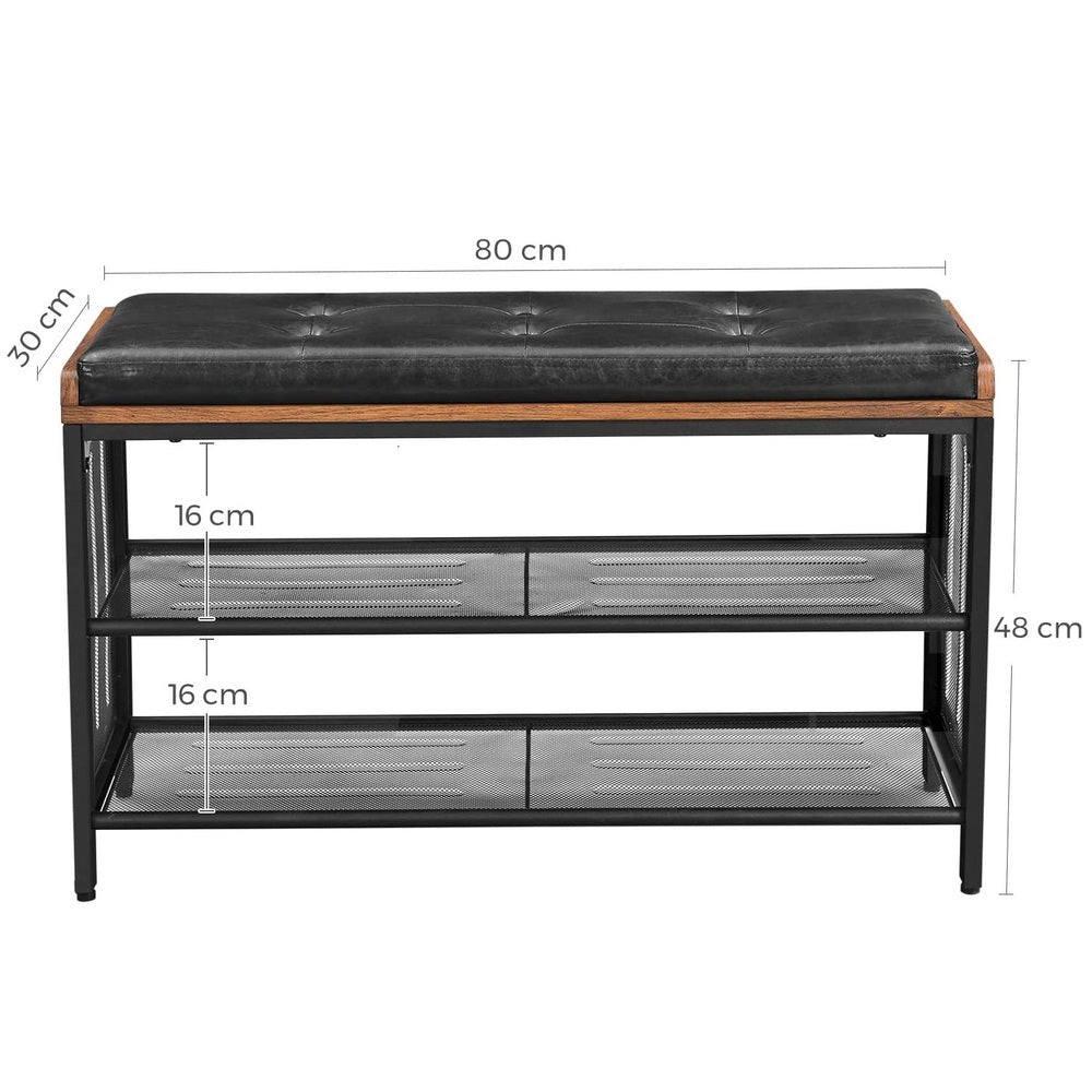 3 Tier Shoe Storage Bench with Padded Seat