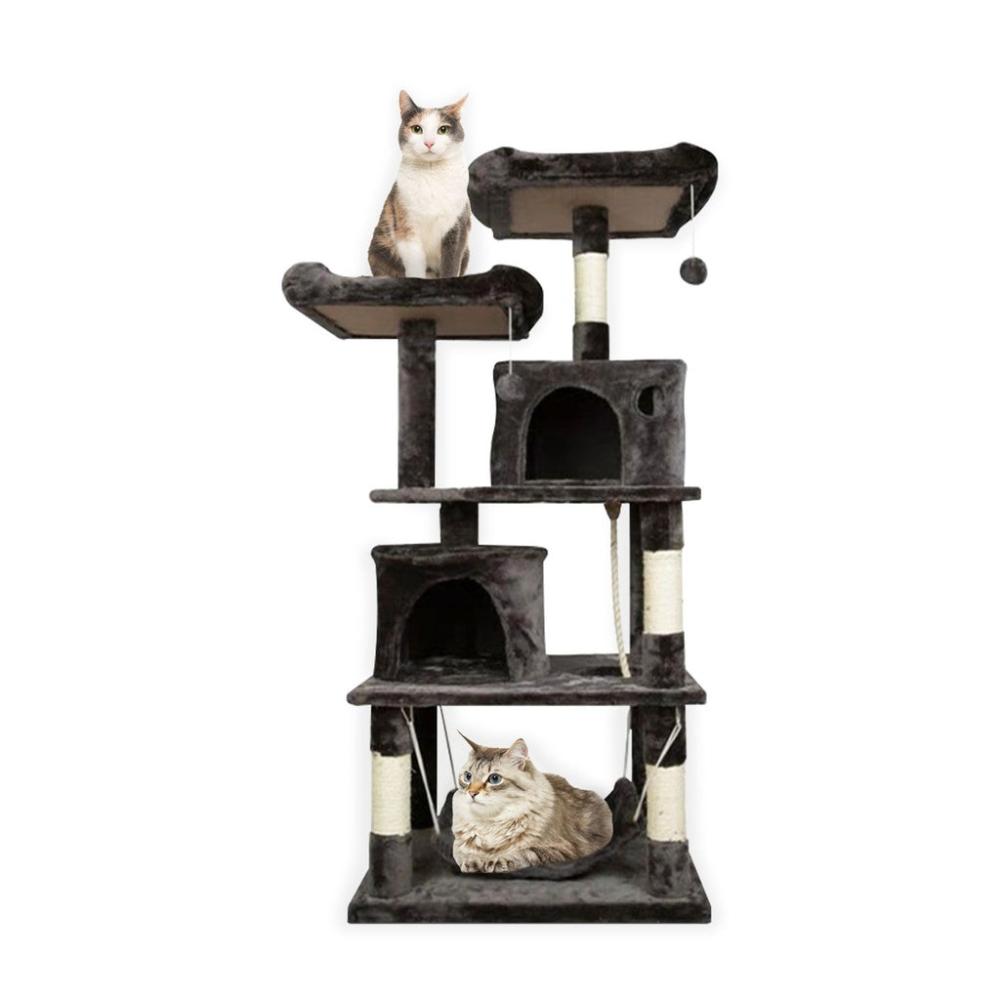 Plush Cat Condo Cat Tree Dark Grey - 145cms