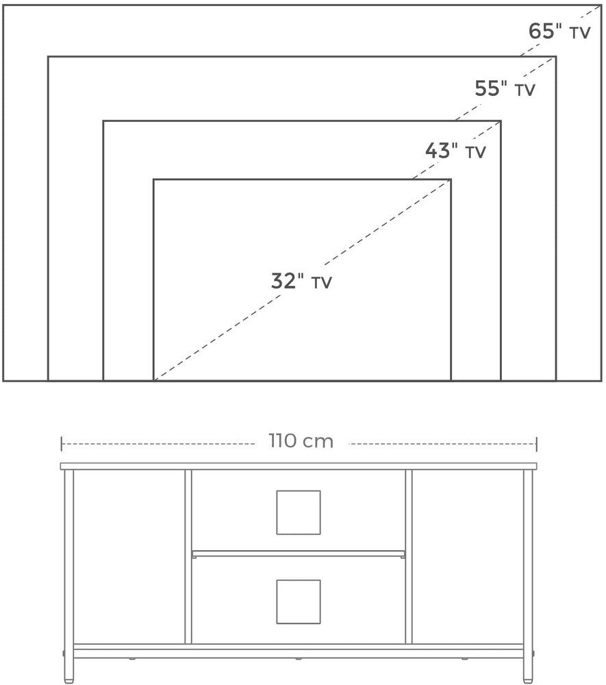 Entertainment Unit with Open Storage - 110cms