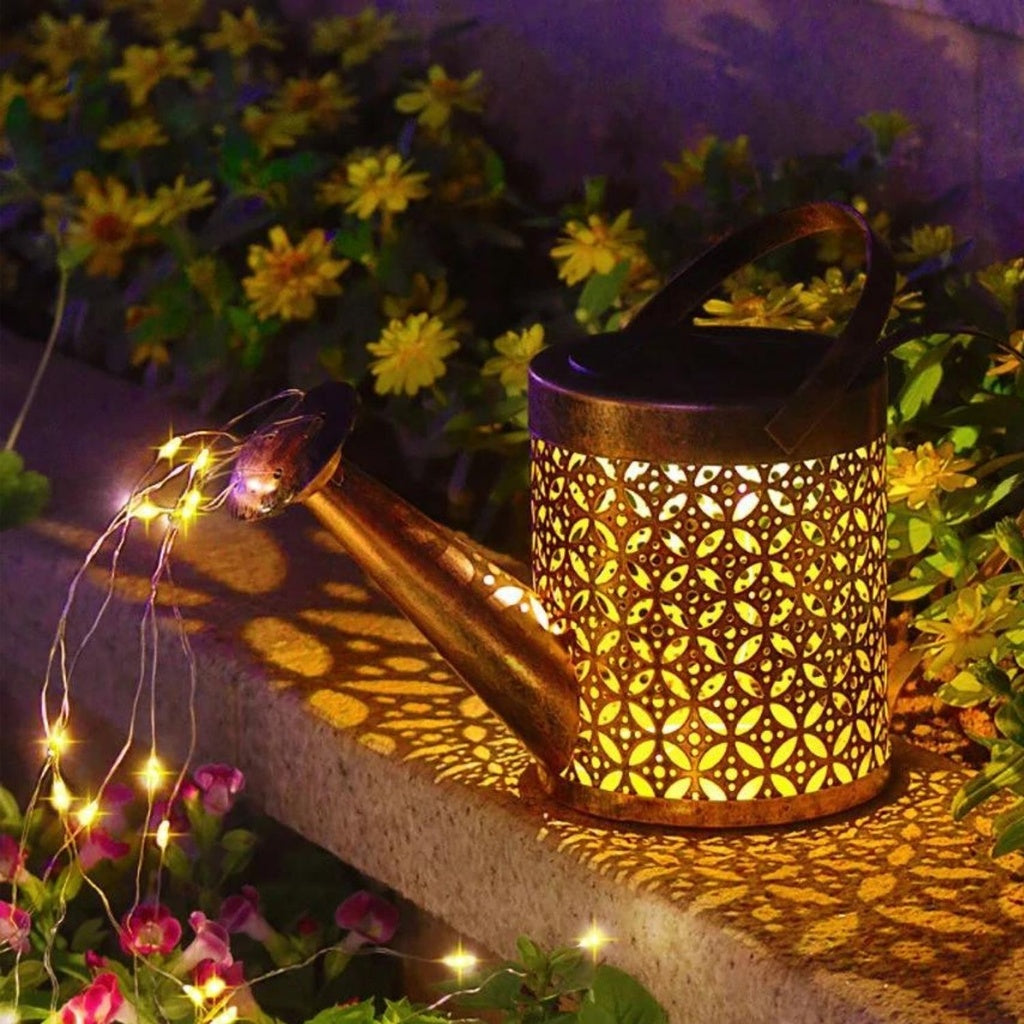 Solar Garden Lights with Watering Can Light (Brown)