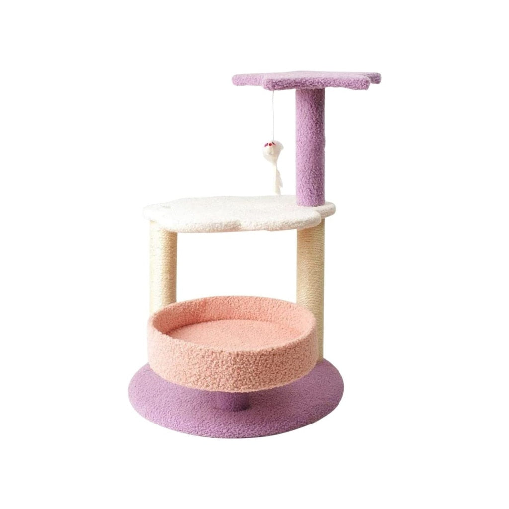 Galaxy Plush Scratching Post Cat Tree Pink Purple - 61cms