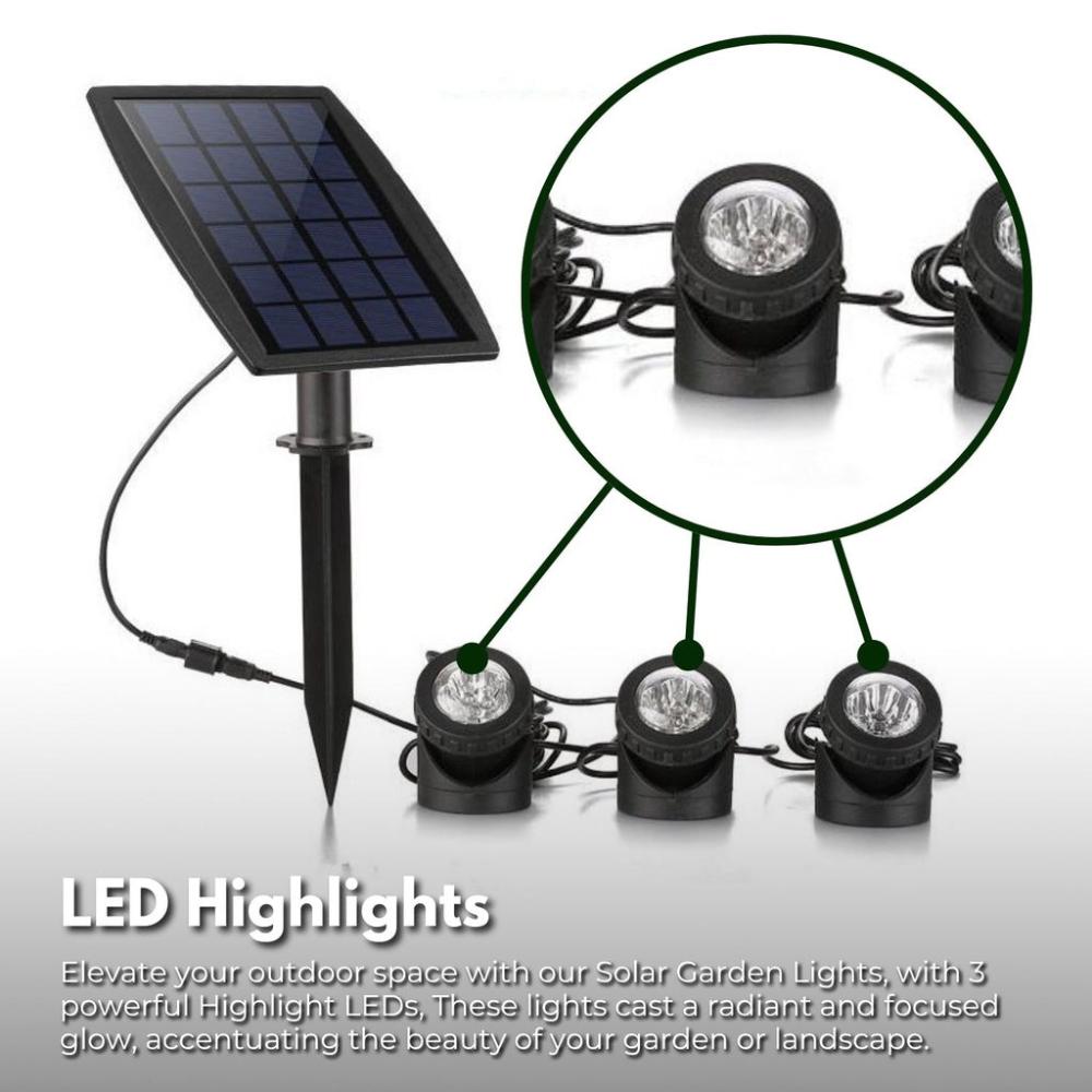 Solar Garden Lights with 3 Set LED Spotlights (Warm White)