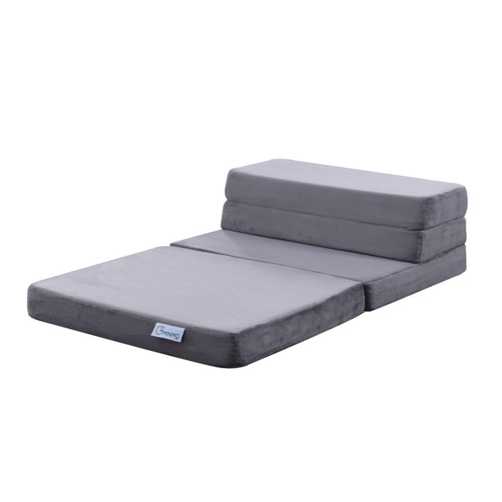 4-Fold Memory Foam Folding Mattress - Dark Grey Velvet