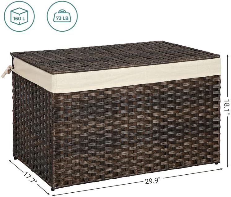 Metal Frame Storage Basket with Lid 160L - Brown