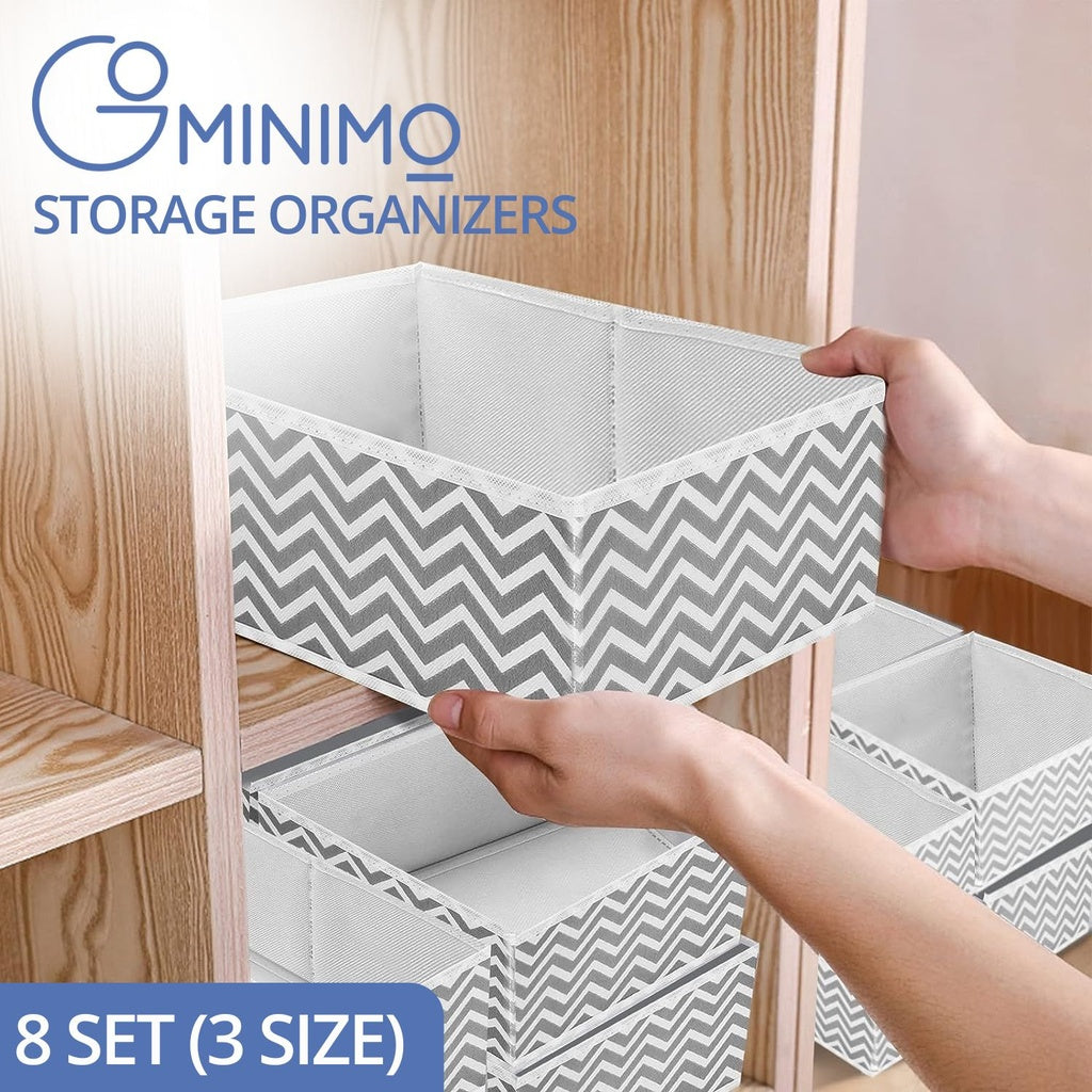 Foldable Clothes Storage Organizers in 3-Size - Set of 8