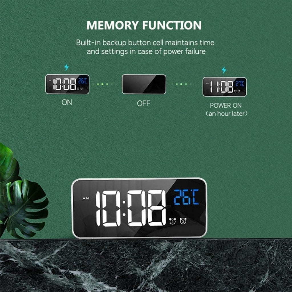 Mirrored White Digital Clock