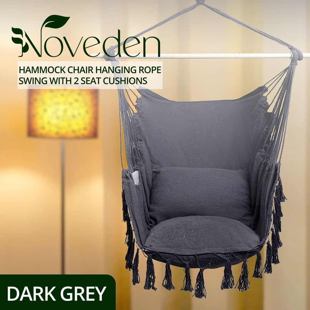 Hammock Chair Swing with Cushion and Pillow - Dark Grey