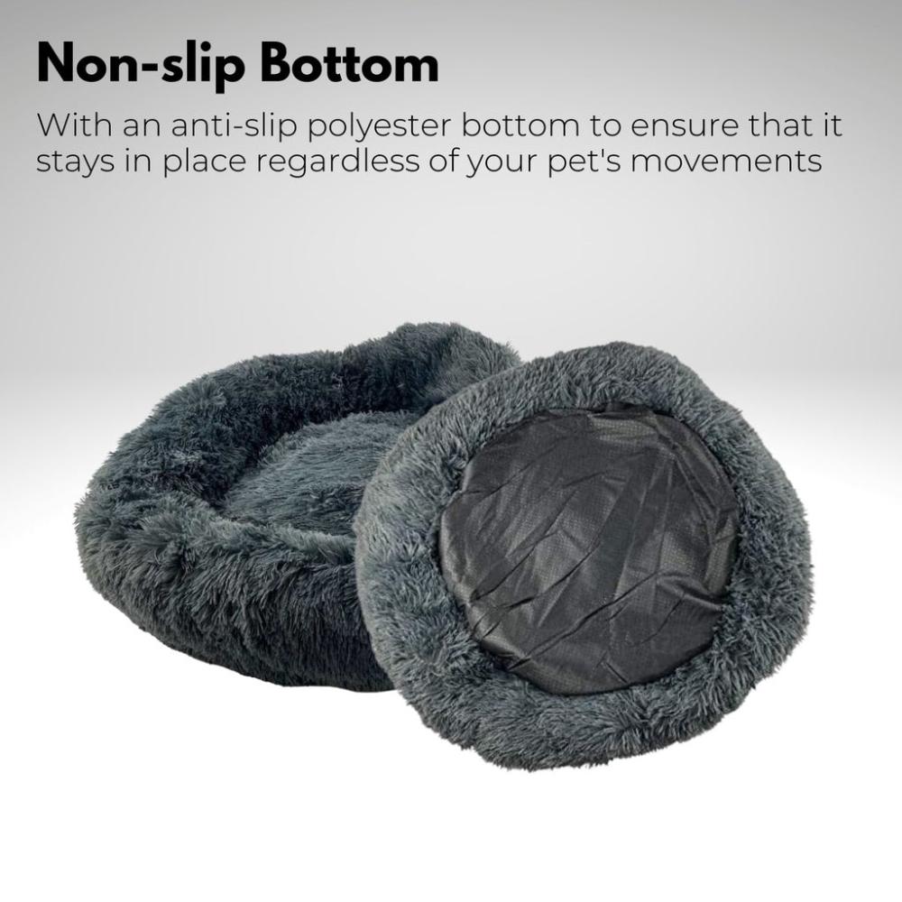 Smooth Plush Round Pet Bed XL 100cms (Dark Grey)