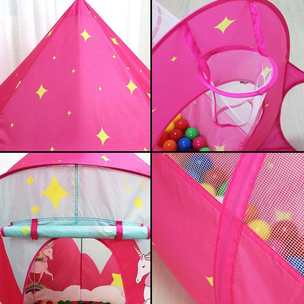 3 in 1 Unicorn Style Kids Play Tent - Pink