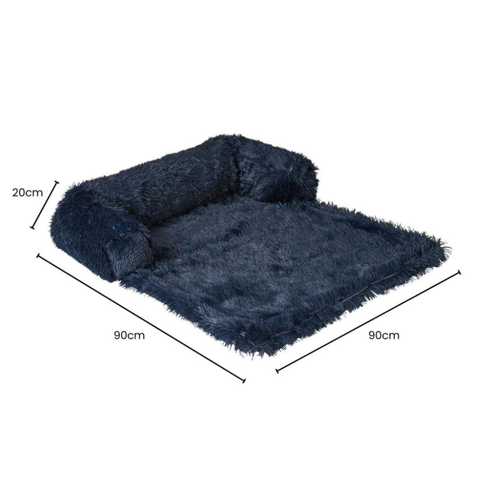 Pet Sofa Cover Soft with Bolster M Size (Dark Blue)