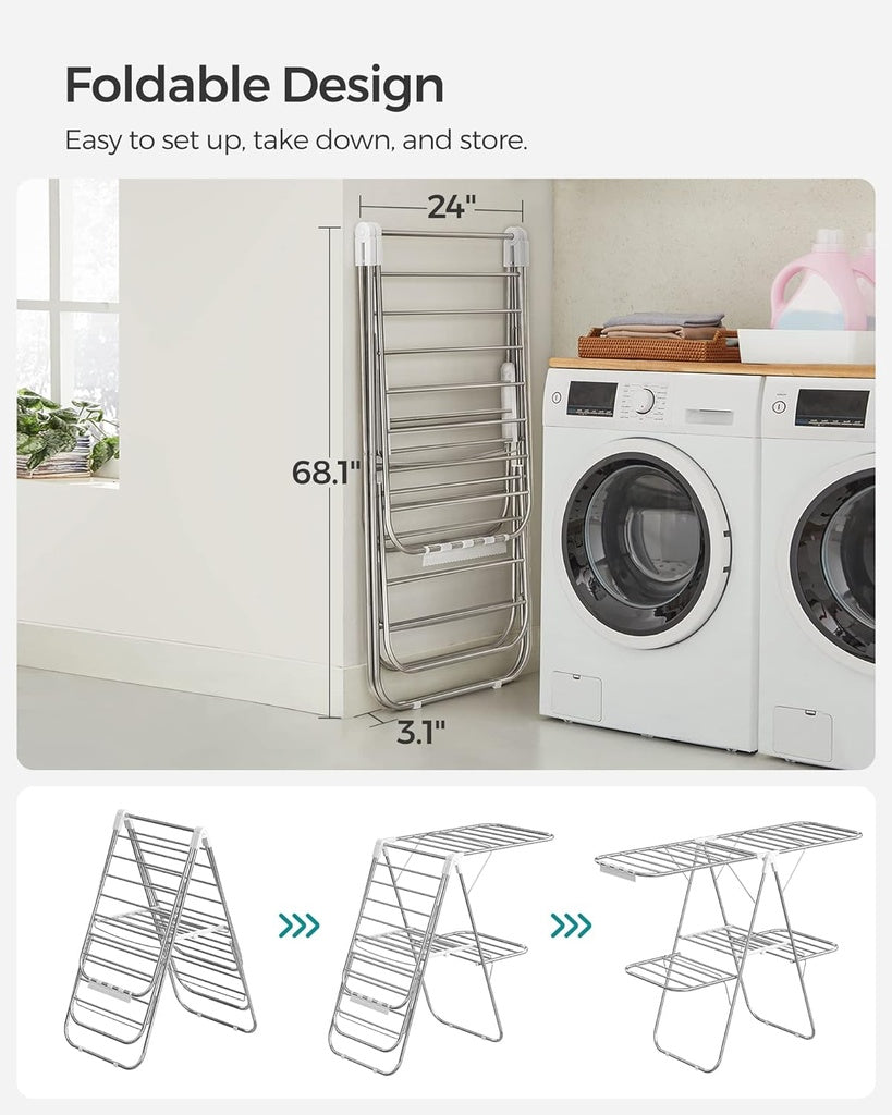 Foldable 2-Level Large Clothes Drying Rack