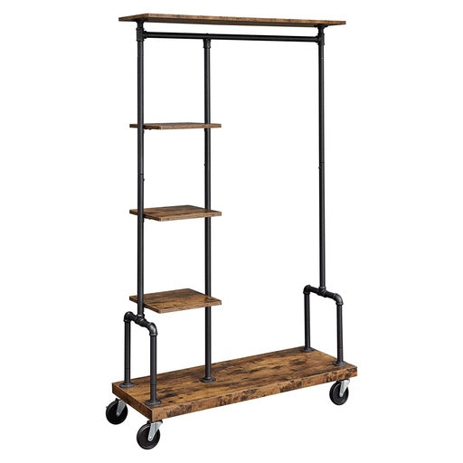 Industrial Metal Clothes Rack - Rustic Brown