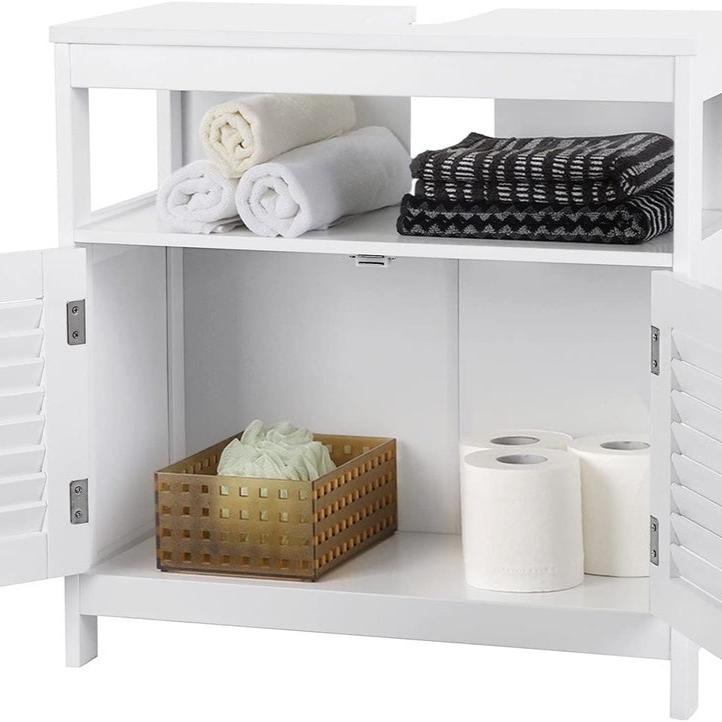 Under Sink Cabinet with 2 Doors Open Compartment - White