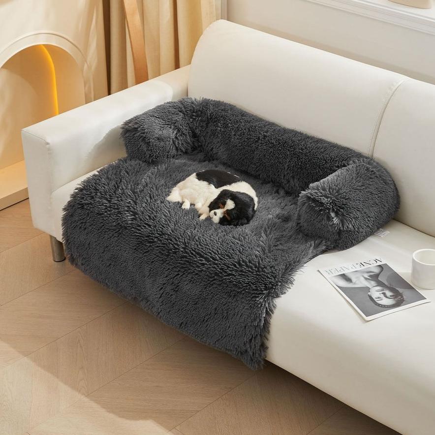 Pet Sofa Cover Soft with Bolster M Size (Grey)