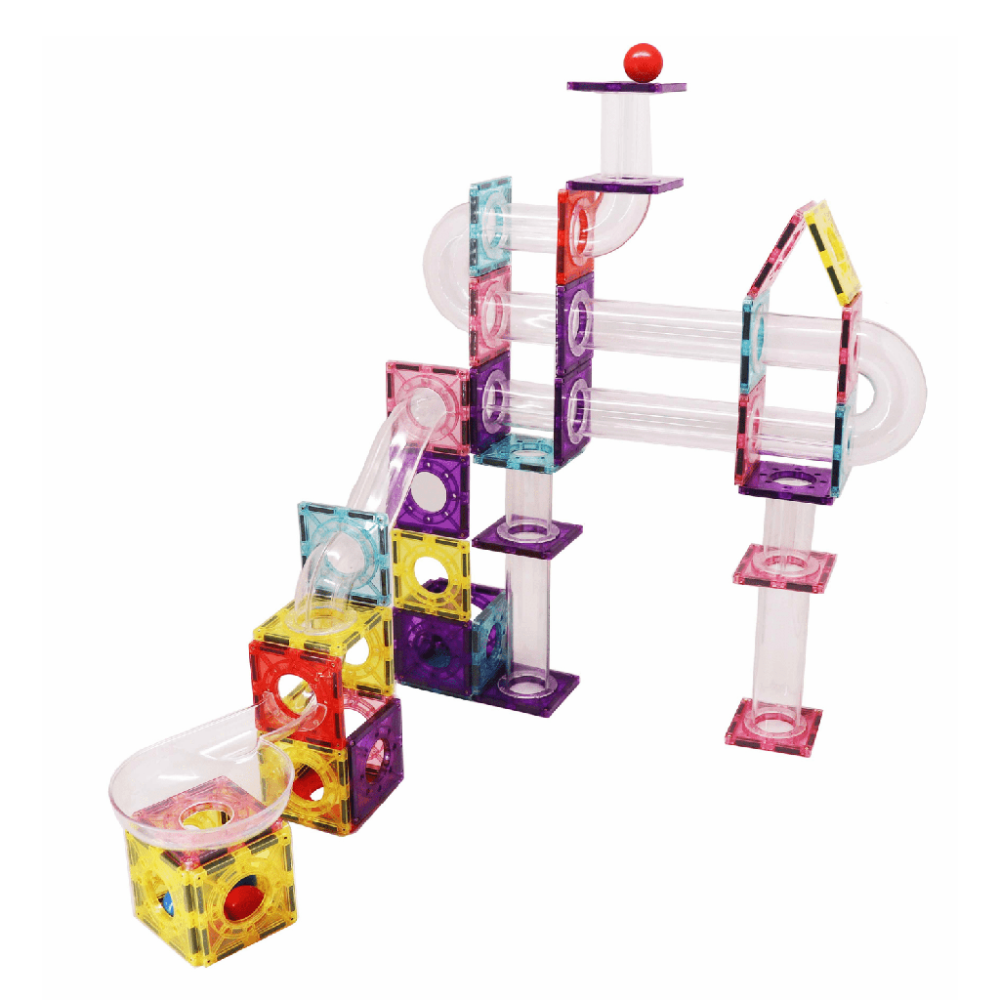 Magnetic Tiles Marble Run 106pcs with Clear Tubes