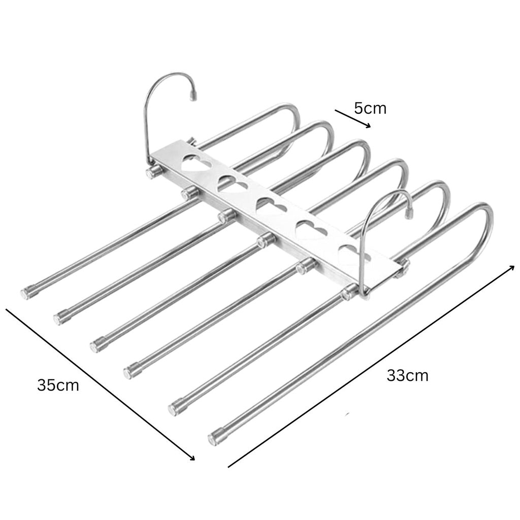 6 in 1 Non-Slip Metal Stainless Steel Hangers Pack of 2 (Silver)